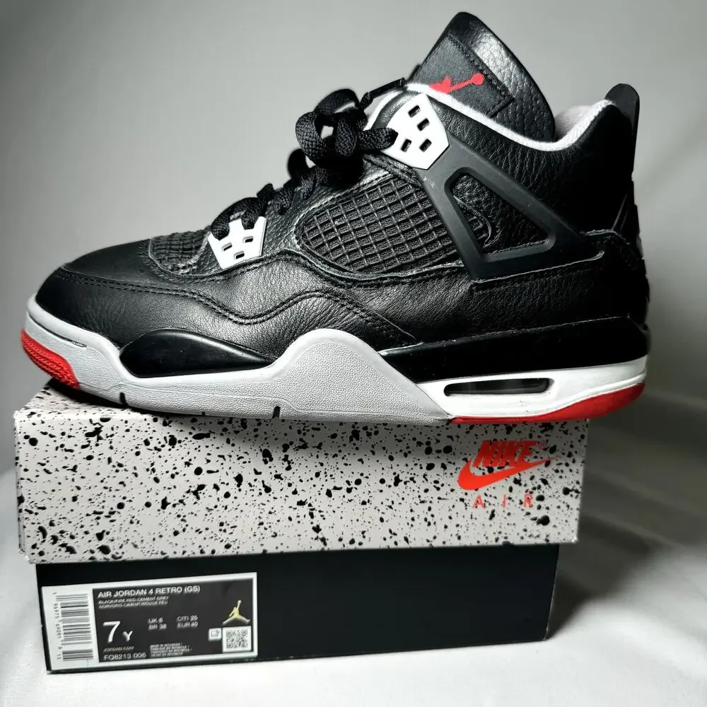 Size 7 - Nike Air Jordan 4 Retro GS Bred Reimagined Men's Shoes